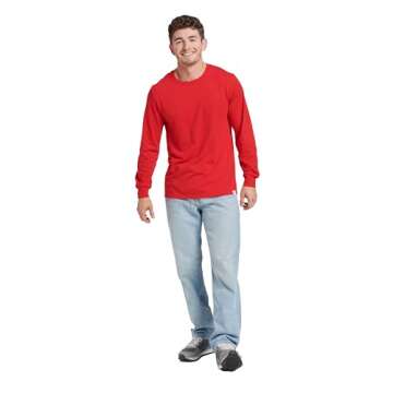 Russell Athletic Mens Cotton Performance Long Sleeve T-Shirts T Shirt, True Red, Large US