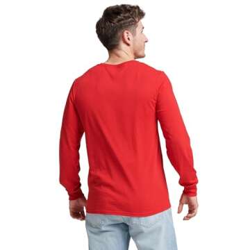 Russell Athletic Mens Cotton Performance Long Sleeve T-Shirts T Shirt, True Red, Large US