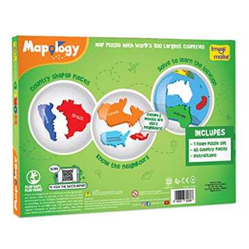 Imagimake Mapology World Map Puzzle | Educational Toys for Kids 5-7 | Puzzles for Kids Ages 4-8 | Map of The World | 6 Year Old Boy Gifts & Girl Gifts