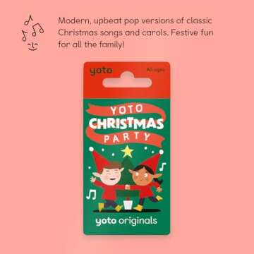 Yoto Christmas Party – Kids Audio Card for Use with Player & Mini All–in–1 Audio Device, Screen–Free Listening with Fun Festive Music for Playtime Travel & Holiday Parties, All Ages