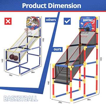 Kids Arcade Basketball Game with Electronic Scoreboard and Cheer Sounds, Indoor/Outdoor Basketball Hoop with 4 Balls, Game Toy Gift for Ages 3-12 Boys and Girls (Red, Blue)