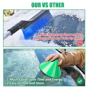 Magical 2 In 1 Ice Scrapers for Windshield - 4 PCS