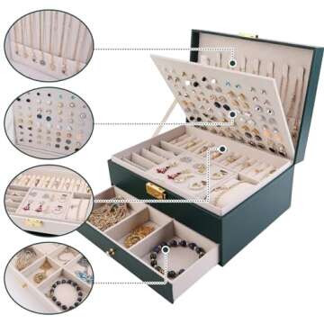 GUOER Jewelry Box Organizer for Women, Stud Earring Organizer Jewelry Storage for Ladies Girls Stylish Jewelry Boxes & Organizers