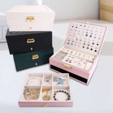 GUOER Jewelry Box Organizer for Women, Stud Earring Organizer Jewelry Storage for Ladies Girls Stylish Jewelry Boxes & Organizers