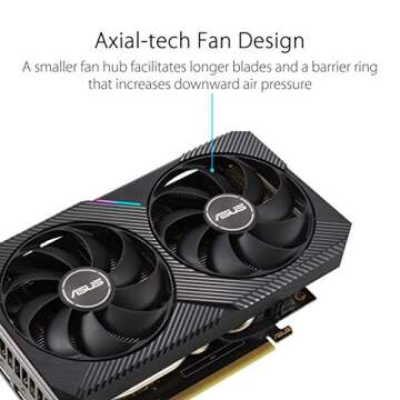 ASUS Dual NVIDIA GeForce RTX 3050 OC Edition Gaming Graphics Card - PCIe 4.0, 8GB GDDR6 Memory, HDMI 2.1, DisplayPort 1.4a, 2-Slot, Axial-tech Fan Design, 0dB Technology, Steel Bracket