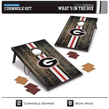 Wild Sports NCAA Georgia Bulldogs 2' x 3' MDF Deluxe Cornhole Set - with Corners and Aprons, Team Color