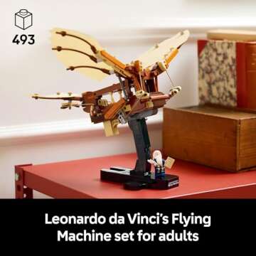 LEGO Icons Leonardo da Vinci's Flying Machine DIY Kit - Ornithopter Building Set for Adults, Ages 18+ - Craft for Home or Office Decor with Display Stand - Gift Idea - 10363