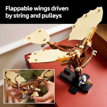 LEGO Icons Leonardo da Vinci's Flying Machine DIY Kit - Ornithopter Building Set for Adults, Ages 18+ - Craft for Home or Office Decor with Display Stand - Gift Idea - 10363