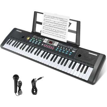 WOSTOO Keyboard Piano, 61 Key Portable Keyboard with Built-In Speaker, Microphone, Music Stand, Power Supply, Electronic Keyboard for Beginners Musical Instrument Educational Toy for Kids Boy Girl