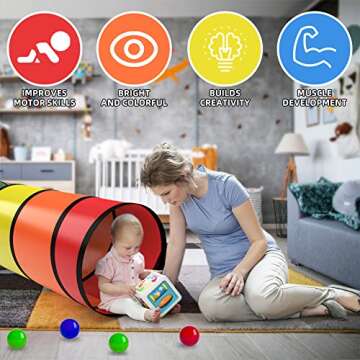 Kids Play Tunnel for Toddlers 1-3 Colorful Pop Up Baby Tunnel for Kids to Crawl Through 6 Foot with Breathable Mesh Collapsible Toddler Tunnel Toys Gift for Children Dog Kids Backyard Playset