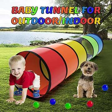 Kids Play Tunnel for Toddlers 1-3 Colorful Pop Up Baby Tunnel for Kids to Crawl Through 6 Foot with Breathable Mesh Collapsible Toddler Tunnel Toys Gift for Children Dog Kids Backyard Playset