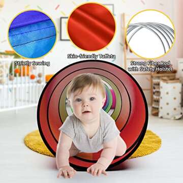 Kids Play Tunnel for Toddlers 1-3 Colorful Pop Up Baby Tunnel for Kids to Crawl Through 6 Foot with Breathable Mesh Collapsible Toddler Tunnel Toys Gift for Children Dog Kids Backyard Playset