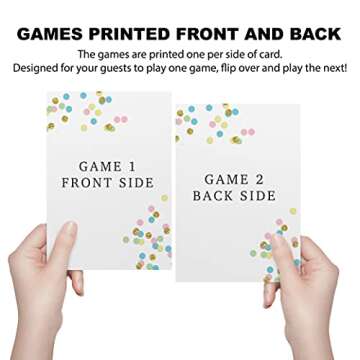 Winter Snowflake Baby Shower Games - 25 Games Each - Bingo, Find The Guest, The Price Is Right, Who Knows Mommy Best - Silver White Snow Theme - Printed Front and Back, 1 Game Per Side