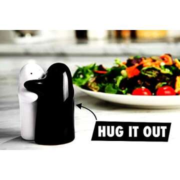 Cute Hugging Salt and Pepper Shakers Set - Modern Vintage Design