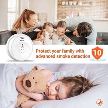 Jemay Smoke Detector, Smoke Alarm with Advanced Photoelectric Technology, Smoke Detector with Test Button and Low Battery Reminder, Fire Alarm with Battery Backup Used in Home, AW106, 1 Pack