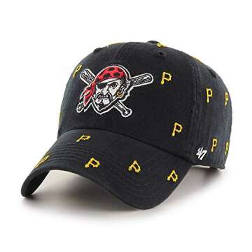 '47 MLB Confetti Clean Up Adjustable Hat, Women's One Size Fits All (Pittsburgh Pirates Black)