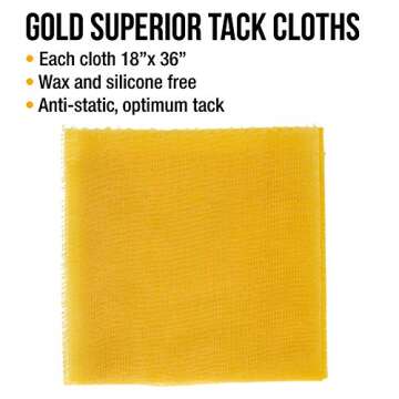 Dura-Gold - Pure Gold Superior Tack Cloths - Tack Rags (Box of 12) - Woodworking and Painters Professional Grade - Removes Dust, Sanding Particles, Cleans Surfaces - Wax and Silicone Free, Anti-Static