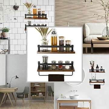 COZIA Floating Shelves Wall Mounted Storage Shelves Rustic Wood Decor Shelf Set of 2 for Kitchen, Bathroom, Living Room and More (Floating Shelves, Set of 2)