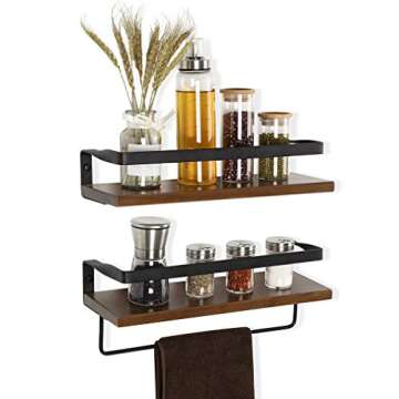 COZIA Floating Shelves Wall Mounted Storage Shelves Rustic Wood Decor Shelf Set of 2 for Kitchen, Bathroom, Living Room and More (Floating Shelves, Set of 2)