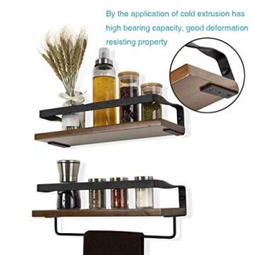 COZIA Floating Shelves Wall Mounted Storage Shelves Rustic Wood Decor Shelf Set of 2 for Kitchen, Bathroom, Living Room and More (Floating Shelves, Set of 2)