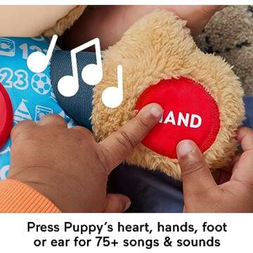 Fisher-Price Baby Learning Toy Laugh & Learn Smart Stages Puppy Musical Plush with Lights & Educational Songs for Infants Ages 6+ Months