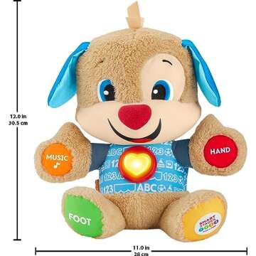 Fisher-Price Baby Learning Toy Laugh & Learn Smart Stages Puppy Musical Plush with Lights & Educational Songs for Infants Ages 6+ Months