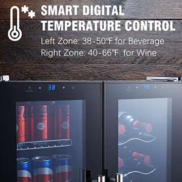 STAIGIS Wine and Beverage Refrigerator, Freestanding Wine Cooler Refrigerator w/ 18 Bottles and 70 Cans Capacity, Dual-Zone Wine Fridge