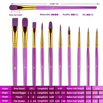 Paint Brushes Set, 30 Pcs Paint Brushes for Acrylic Painting, Watercolor Acrylic Oil Paint Brush, Artist Paintbrushes for Body Face Rock Canvas, Kids Adult Drawing Arts Crafts Supplies, Purple