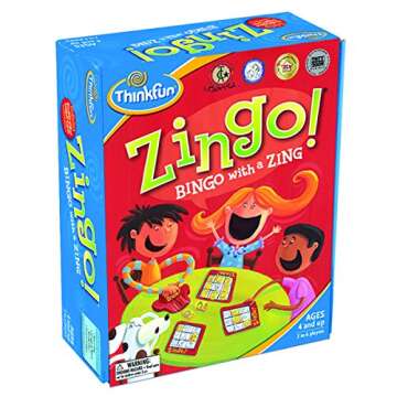 ThinkFun Zingo Bingo Award Winning Preschool Game for Pre-Readers and Early Readers Age 4 and Up - One of the Most Popular Board Games for Boys and Girls and their Parents (97700)