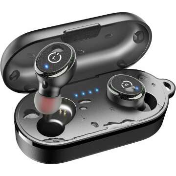 TOZO T10 (Classic Edition) Bluetooth 5.3 Wireless Earbuds with Wireless Charging Case IPX8 Waterproof Stereo Headphones in Ear Built in Mic Headset Premium Sound with Deep Bass for Sport Black