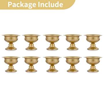 Nuptio Pcs of 10 Mini Sized Metal Urn Planter Elegant Wedding Centerpieces Vase for Wedding Party Decoration, 12.6cm/4.96" Tall Trumpet Vase Flower Holder for Anniversary Ceremony