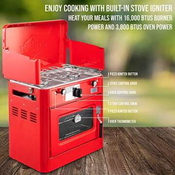 Portable 2-Burner Gas Camping Oven with Carry Bag