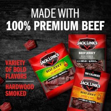 Jack Link's Beef Jerky Bold Variety Pack with Sweet & Hot, Jalapeño and Peppered Beef Jerky, Great Stocking Stuffer, Bulk Beef Snack Pack, 11g-12g of Protein, Made with 100% Beef, 1.25 Oz (Pack of 15)