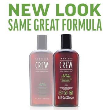 American Crew Shampoo, Conditioner & Body Wash for Men, 3-in-1, Tea Tree Scent, 33.8 Fl Oz