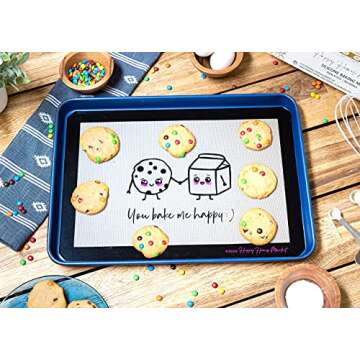 Happy Homes Market, Silicone Baking Mat, Non-Stick, Professional Grade Quality Baking Mat, Food Safe, BPA Free, Reusable, Eco-Friendly, Luxury Baking Sheet Liner- Set of 3 Standard Half Sheet Sizes