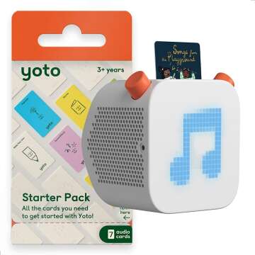 Yoto Player – Kids Audio Player & 7 Cards Starter Pack | Speaker Plays Content Cards with Bestselling Audiobooks & More | Includes Sleep Trainer, Clock, Nightlight All-in-One