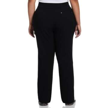 PGA TOUR Women's Regular Pull-on Golf Pant with Tummy Control (Size X-Small-XX-Large), Caviar