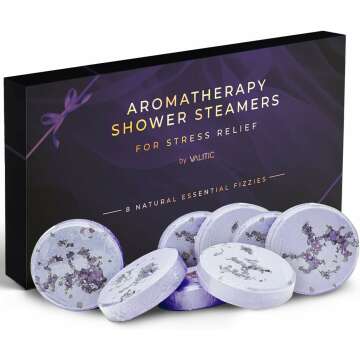 Valitic Aromatherapy Shower Steamers for Stress Relief and Clear Breathing - Gifts for Women Mom Her Birthday - 8 Natural Essential Fizzies - Shower Bombs with Natural Lavender Essential Oil