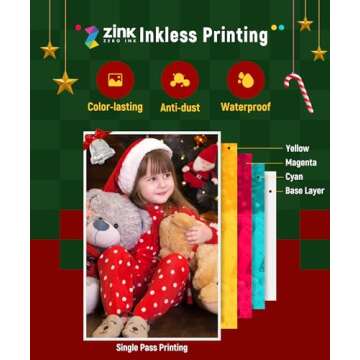 Liene Photo Printer, 2x3” Mini Portable Instant Photo Printer Bundle w/ 50 Zink Adhesive Paper, Bluetooth 5.0, Compatible w/iOS & Android, Small Color Mono Picture Printer for iPhone, Smartphone Green