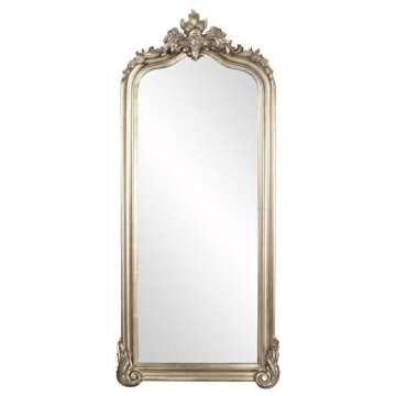 Howard Elliott Tudor Antique Full Length Mirror, Champagne Silver Oversized Traditional Floor Mirror with Wood Frame, Standing or Leaning Against Wall for Home, Living Room & Hallway, 87 x 38 Inch