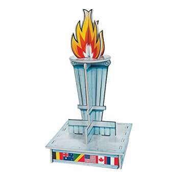 Olympic Flame Torch Centerpiece - 13" Tall, Party Decor, Winter or Summer International Games Celebration, 1 pc, Features a Flag Base and Sturdy Foam Centerpiece Torch