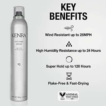 Kenra Volume Spray 25 50% | Super Hold Finishing & Styling Hairspray | Flake-free & Fast-drying | Wind & Humidity Resistance | All Hair Types | 16 oz (2-Pack)