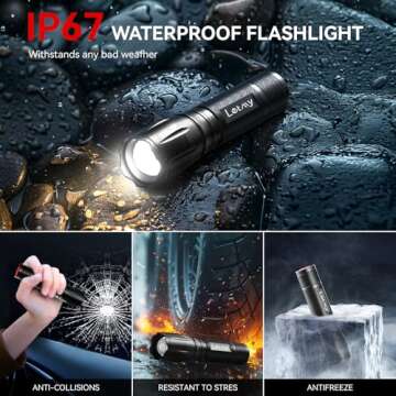 LETMY Tactical Flashlight S2000-2 Pack Bright Military Grade LED Flashlights High Lumens - Portable Handheld Flash Light, 5 Modes Zoomable Waterproof Flashlights for Home Emergency Camping Outdoor