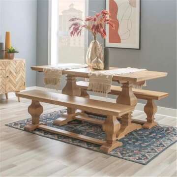 Powell Furniture Linon Larson Wood Dining Table in Rustic Honey Brown