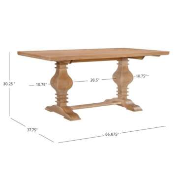 Powell Furniture Linon Larson Wood Dining Table in Rustic Honey Brown