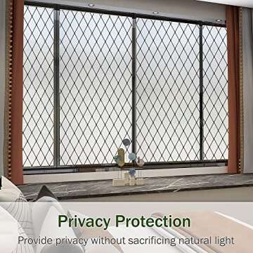 VELIMAX Frosted Black Lattice Window Film Static Cling Window Privacy Films Decorative Glass Vinyl Film for Windows Removable Sun Blocking Anti-UV 17.7x78.7 inches