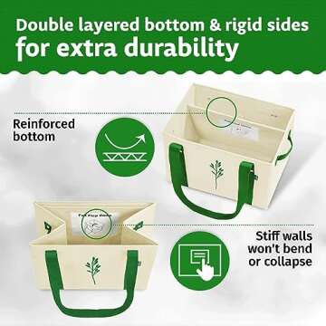 Green Bulldog Reusable Grocery Bags - Heavy Duty Reusable Shopping Tote Bags W/Long Handles, Foldable & Collapsible, Holds Up to 65 lbs - for Kitchen, Picnic 3 Pack