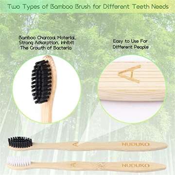 6 Pcs Bamboo Toothbrushes, Soft Bristles Toothbrush, Biodegradable Toothbrush, Natural Eco-Friendly Sustainable Toothbrush, BPA Free Wood Tooth Brushes Green Organic Compostable