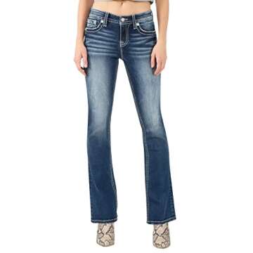 Miss Me Women's Mid Rise Enlightening Wings Bootcut Jeans