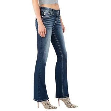 Miss Me Women's Mid Rise Enlightening Wings Bootcut Jeans